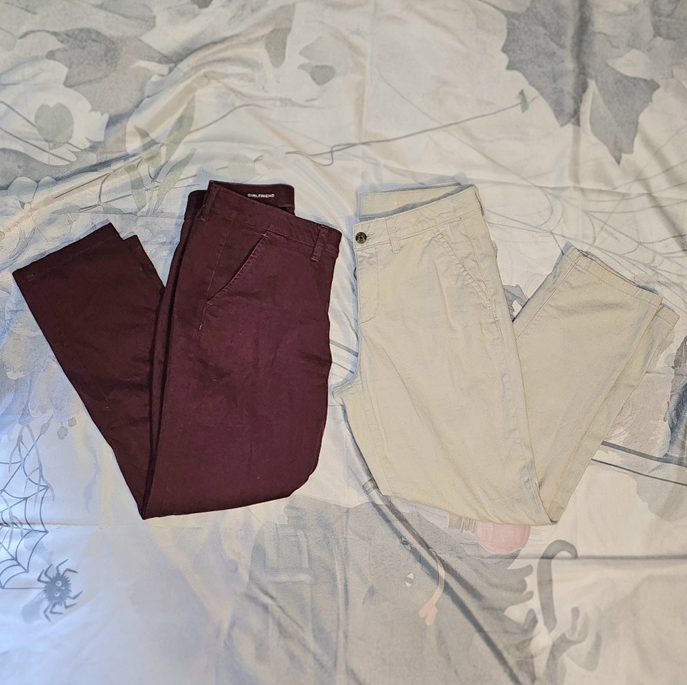 St. John's Bay Gilfriend Chino Pants - Burgundy and Cream